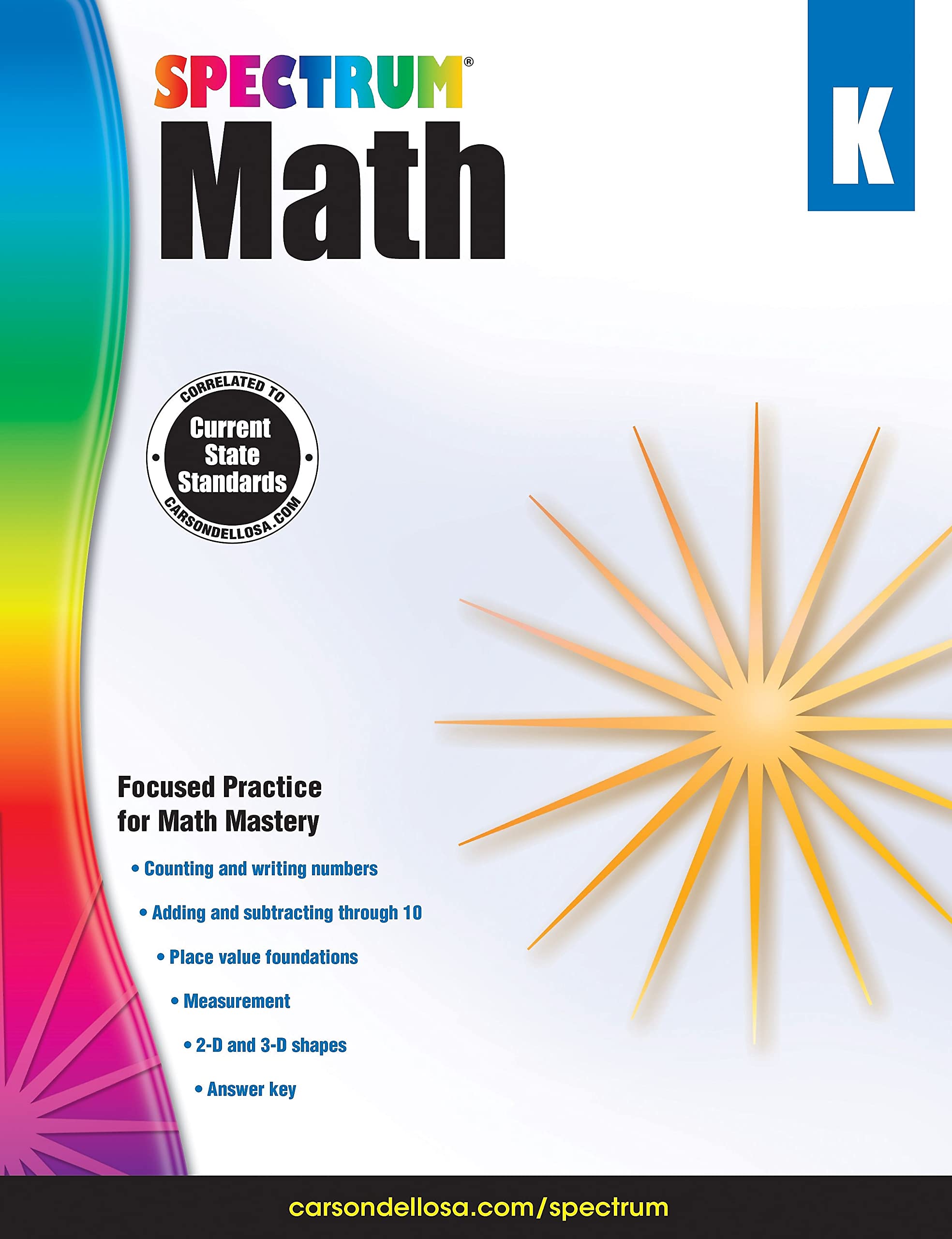 Spectrum Kindergarten Math Workbooks, Ages 5 to 6, Counting Numbers, Addition and Subtraction, Geometry and Place Value, Kinderg,New