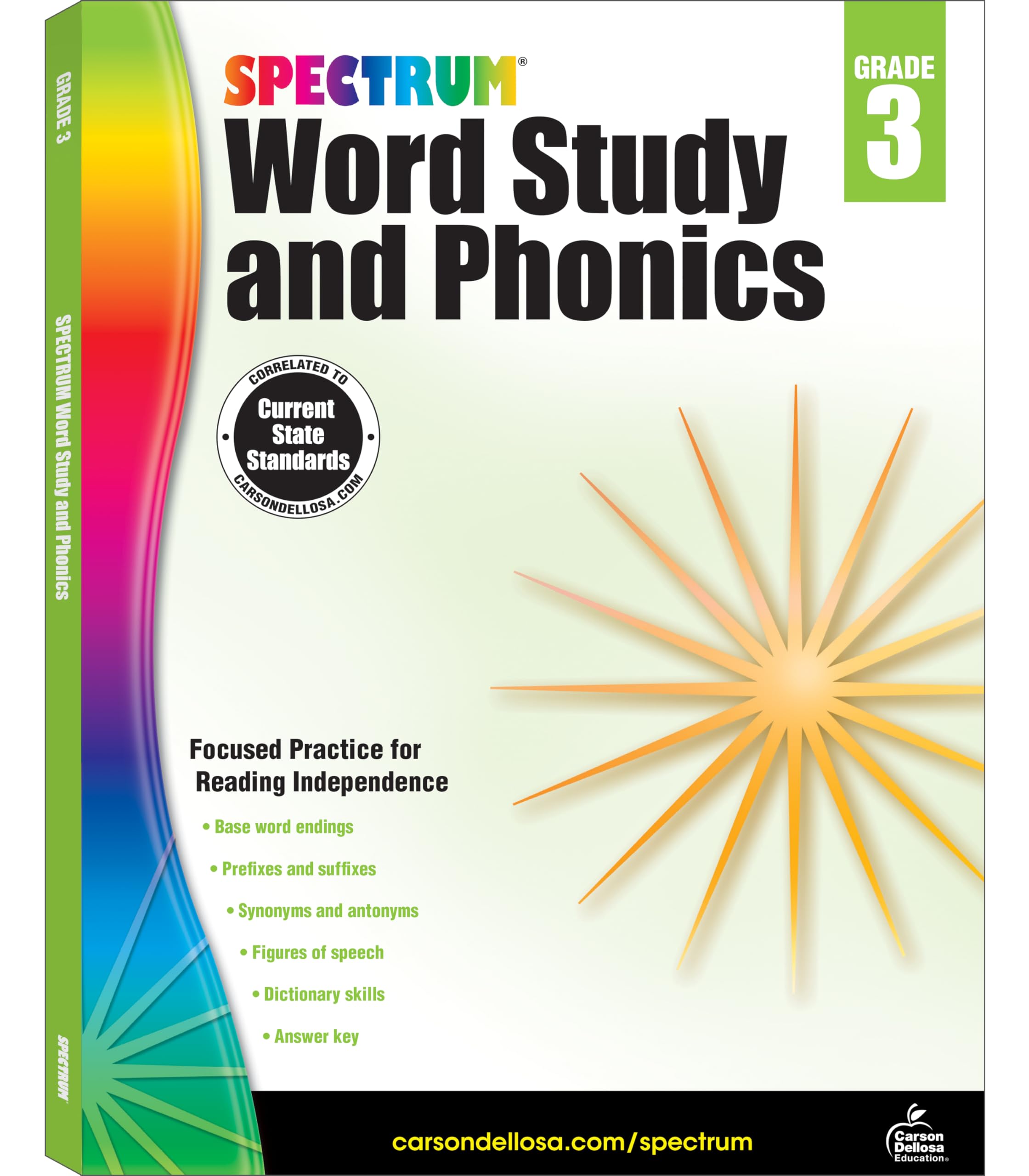 Spectrum Grade 3 Word Study and Phonics Workbook, Language Arts Book Covering Vocabulary, Dictionary Skills, Spelling, Figures o,New