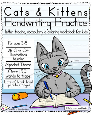 Cats & Kittens Handwriting Practice: Letter tracing, Vocabulary and Coloring Workbook for Kids (Little Learner Workbooks),Used