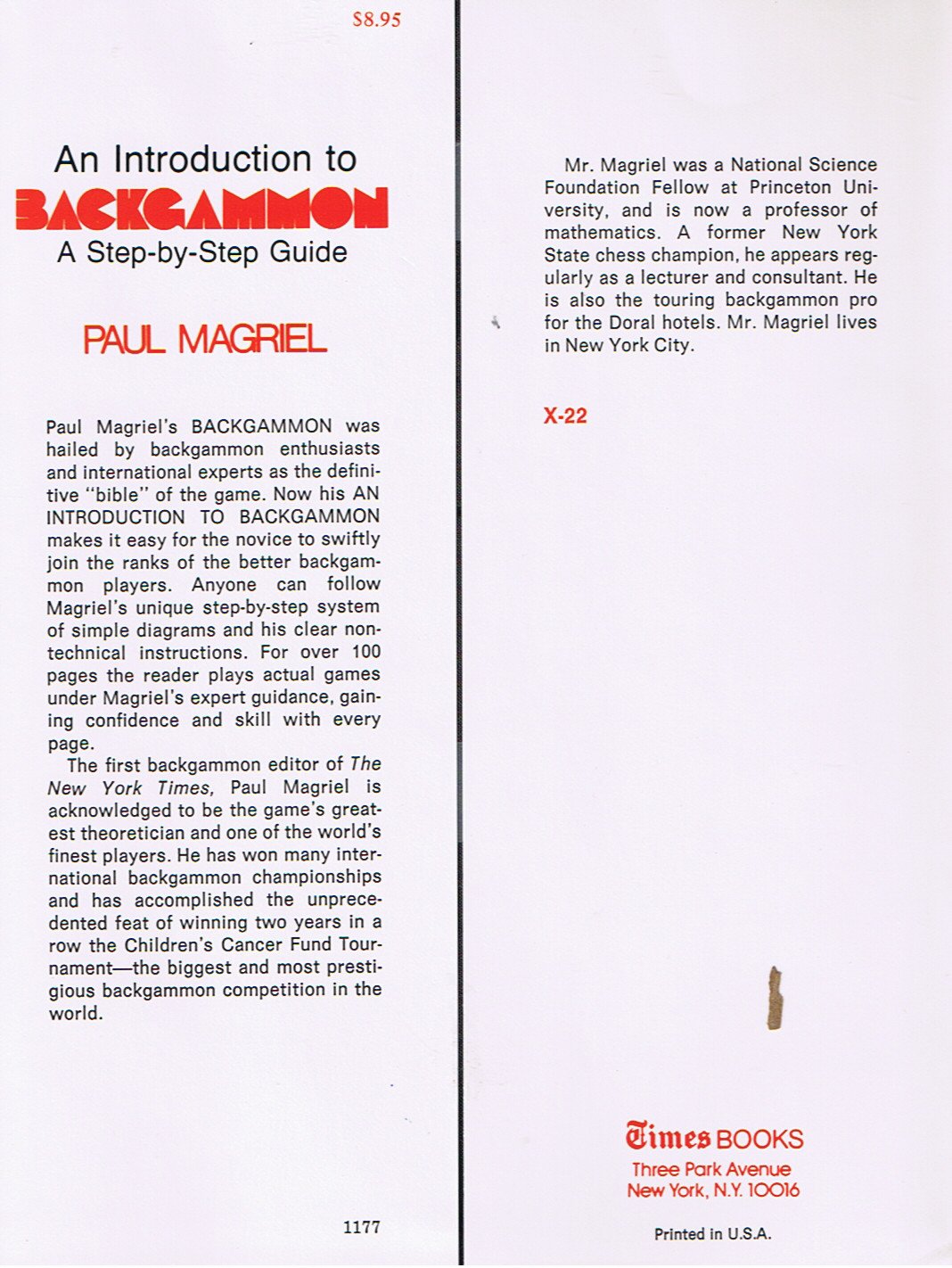 An Introduction to Backgammon: A StepByStep Guide,Used