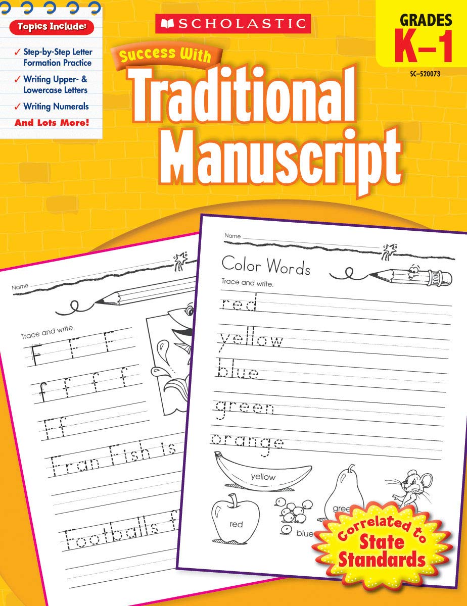 Scholastic Success With Traditional Manuscript, Grades K1,Used