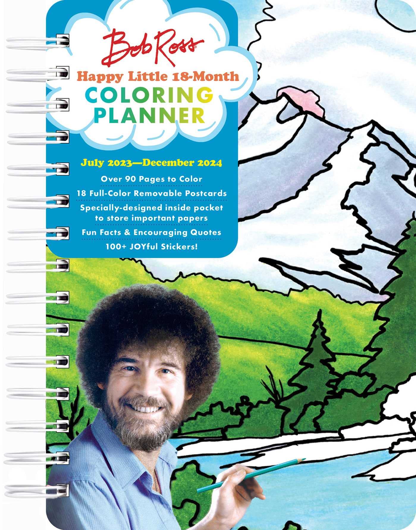 Bob Ross Happy Little 18Month Coloring Planner: July 2023December 2024,Used