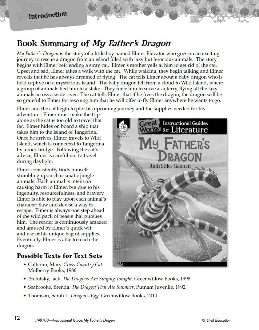 My Father's Dragon: An Instructional Guide for Literature  Novel Study Guide for Elementary School Literature with Close Readin,Used