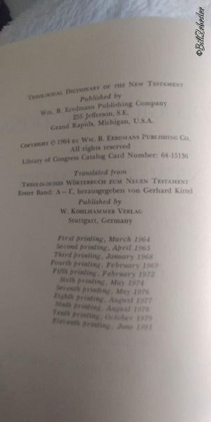 Theological Dictionary of the New Testament 10vol set,Used