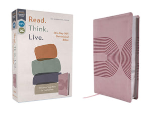 Niv, Read. Think. Live., Leathersoft, Pink, Comfort Print: 365Day Niv Devotional Bible  Discover Your Part In GodS Plan