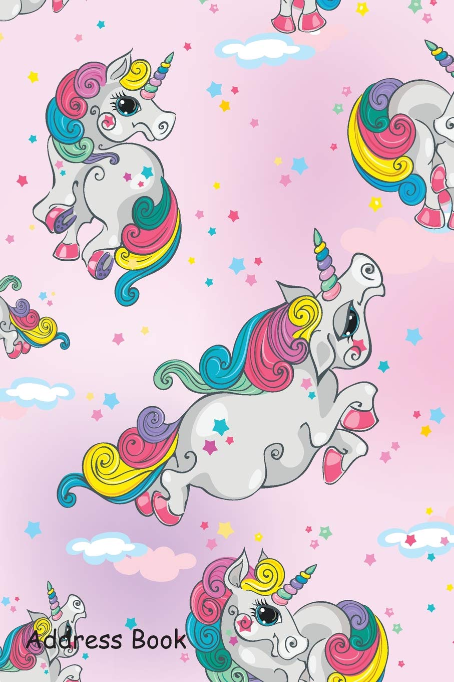 Address Book: Include Alphabetical Index With Seamless pattern magic unicorns,New