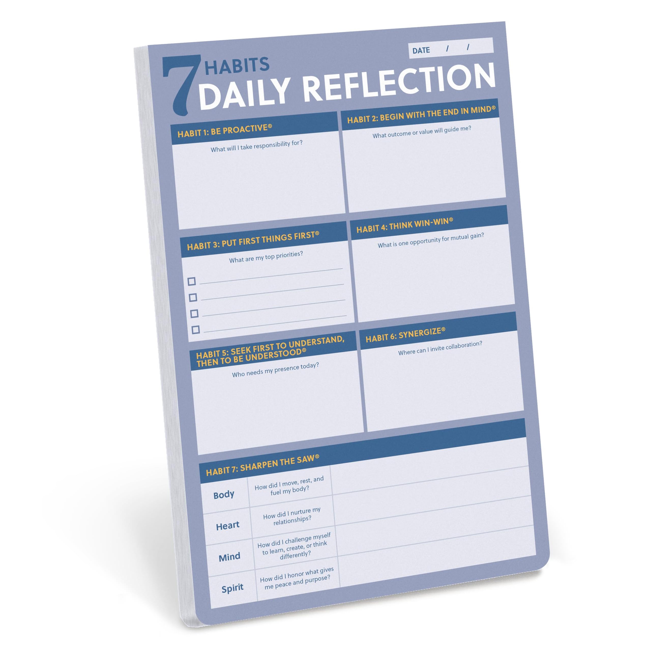 7 Habits Daily Reflection Notepad: Prioritize And Execute Each Day With Purpose