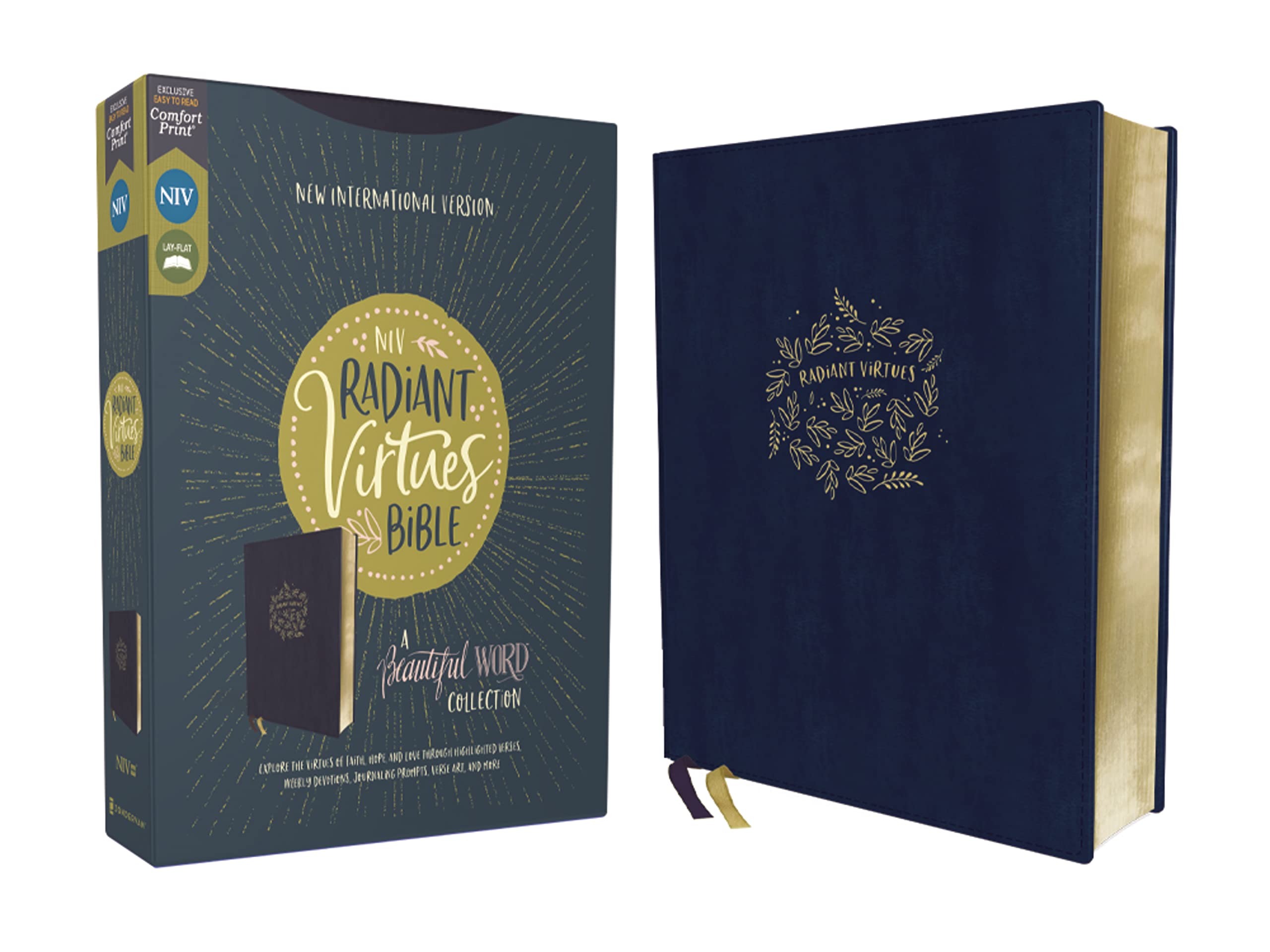 NIV, Radiant Virtues Bible: A Beautiful Word Collection, Leathersoft, Navy, Red Letter, Comfort Print: Explore the virtues of fa,Used
