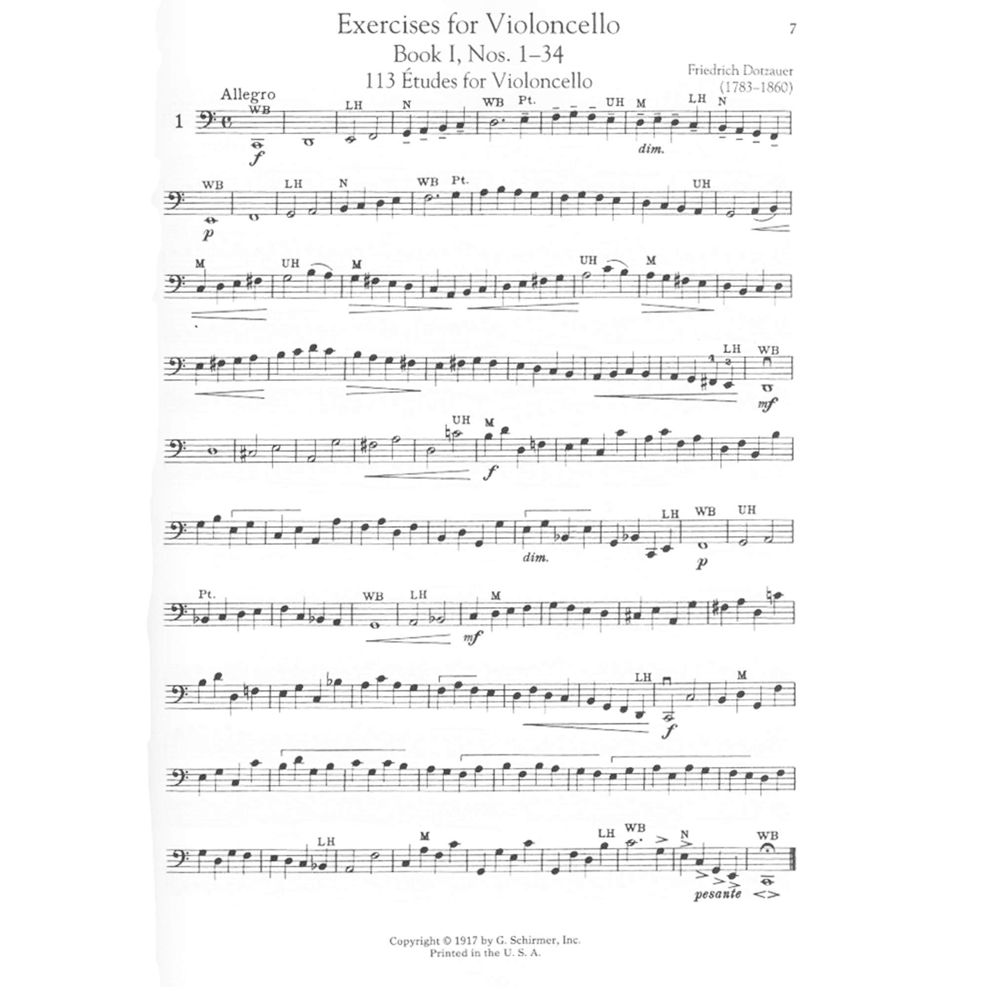 Exercises for the Violoncello  Friedrich Dotzauer  Schirmer Library of Classics Vol. 2089  Essential Cello Method and Technique,New