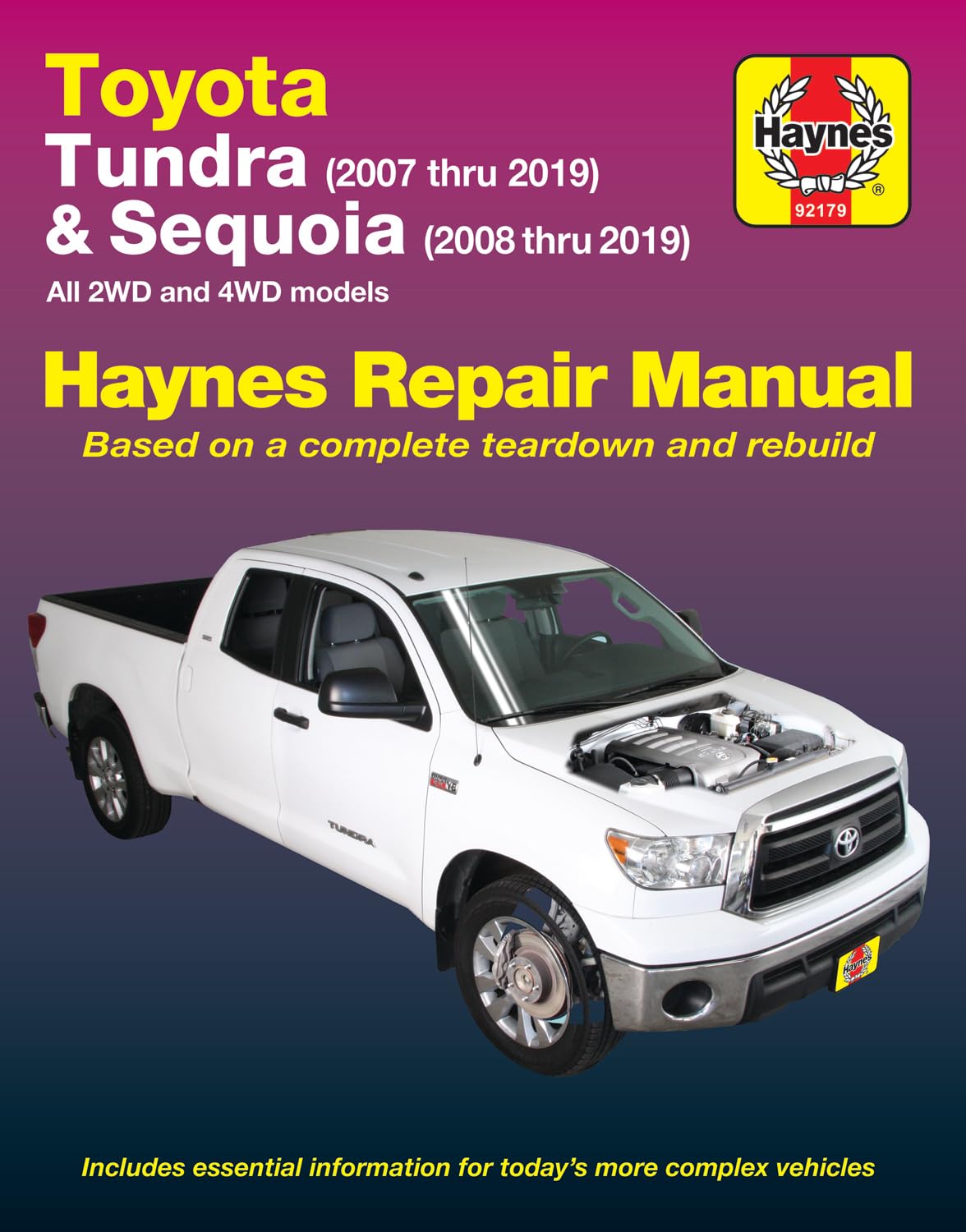 Toyota Tundra 2007 thru 2019 and Sequoia 2008 thru 2019 Haynes Repair Manual: All 2WD and 4WD models,Used