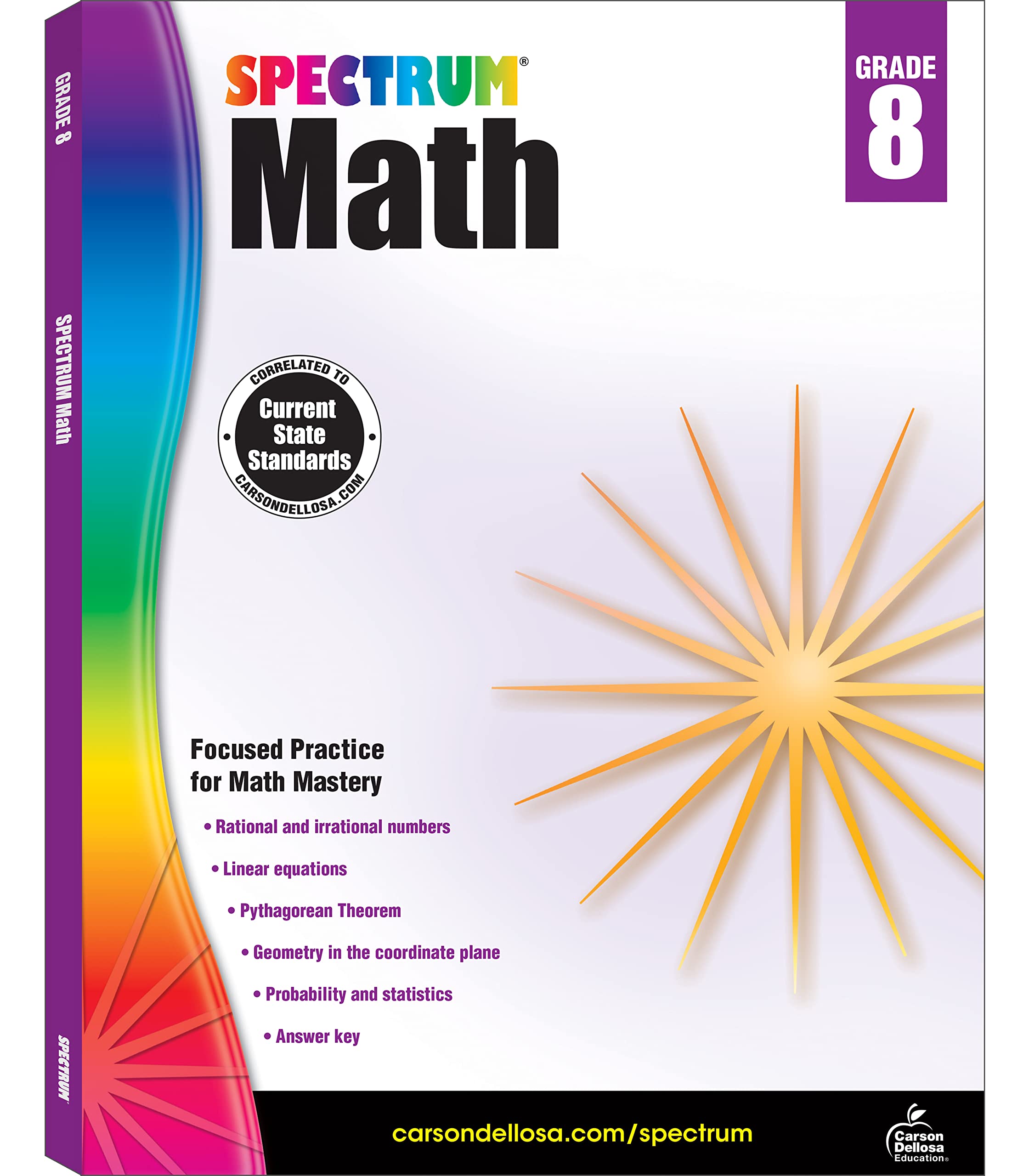 Spectrum 8th Grade Math Workbooks, Ages 1314, Geometry, Integers, Rational & Irrational Numbers, and Pythagorean Theorem 8th Gr,Used