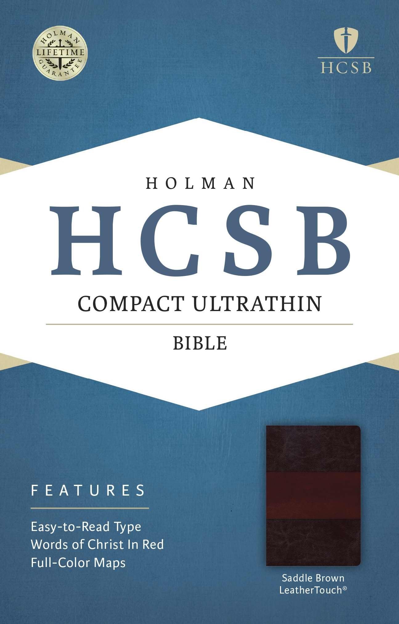 HCSB Compact Ultrathin Bible, Saddlebrown LeatherTouch,Used