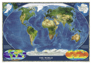 National Geographic World Satellite Wall Map (43.5 x 30.5 in) (National Geographic Reference Map),Used