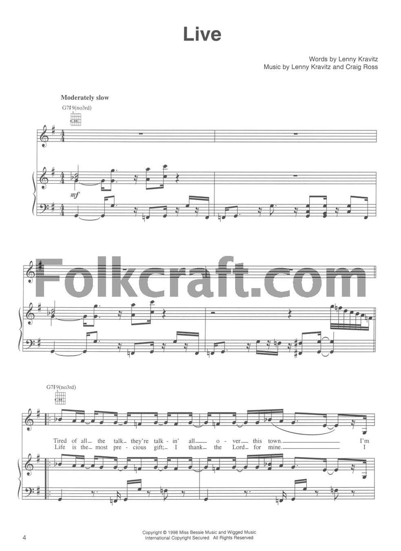 Lenny Kravitz 5 (Musical Notes Version),Used
