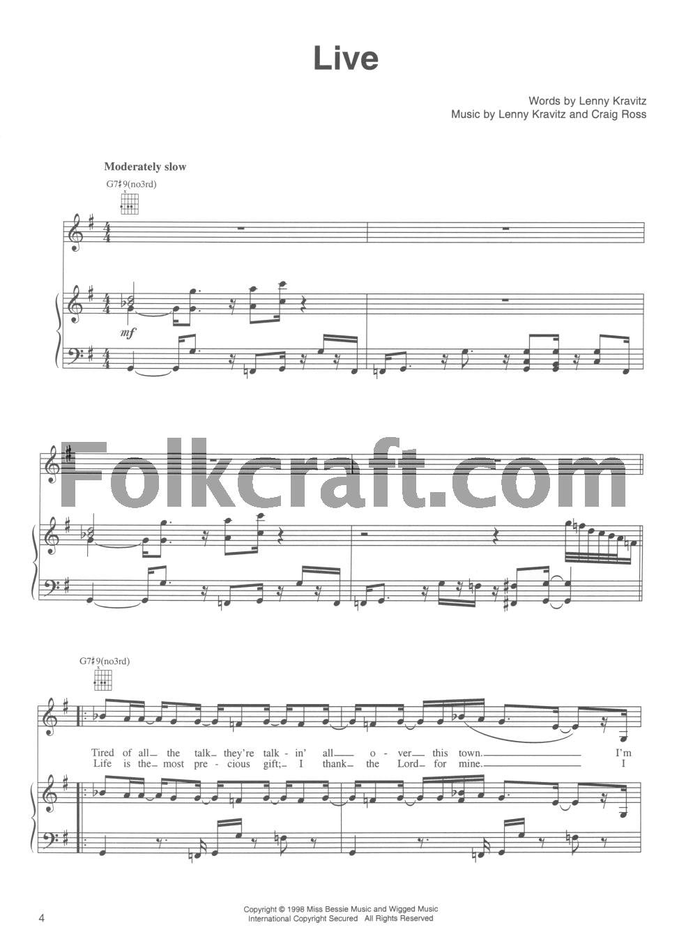 Lenny Kravitz 5 (Musical Notes Version),Used