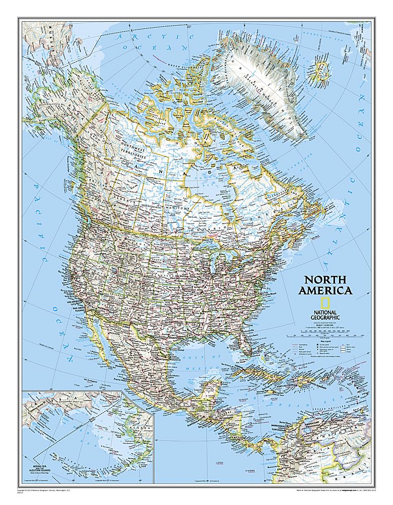 National Geographic North America Wall Map  Classic (23.5 x 30.25 in) (National Geographic Reference Map),Used