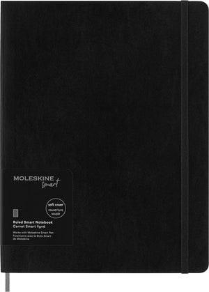 Moleskine Smart Notebook, Extra Large, Ruled, Black, Soft Cover (7.5 X 10)