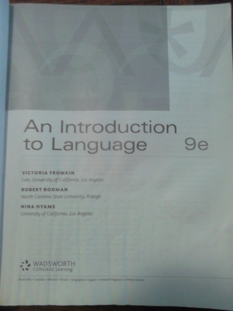 An Introduction To Language, 9Th Edition
