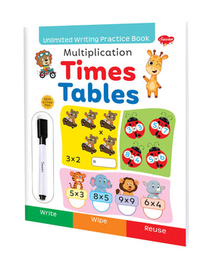 Multiplication Times Tables Book : Unlimited Writing Practice Book - Educational Book For Kids, Children Learning Maths Book With Write Wipe Pen