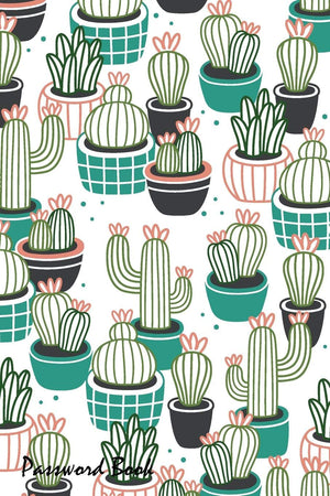 Password Book: Include Alphabetical Index With Cactus Pots Seamless Pattern,Used