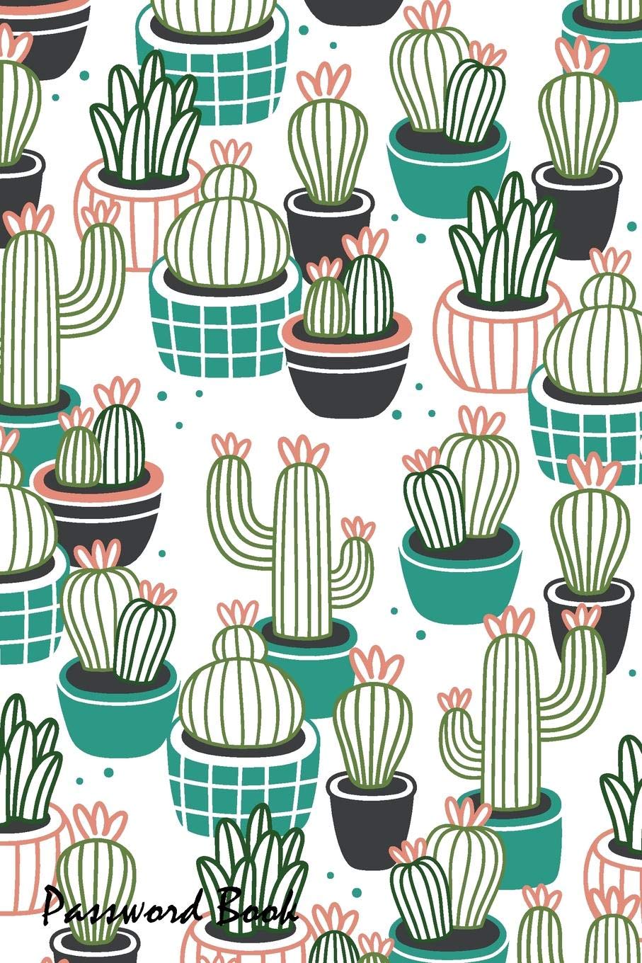 Password Book: Include Alphabetical Index With Cactus Pots Seamless Pattern,Used