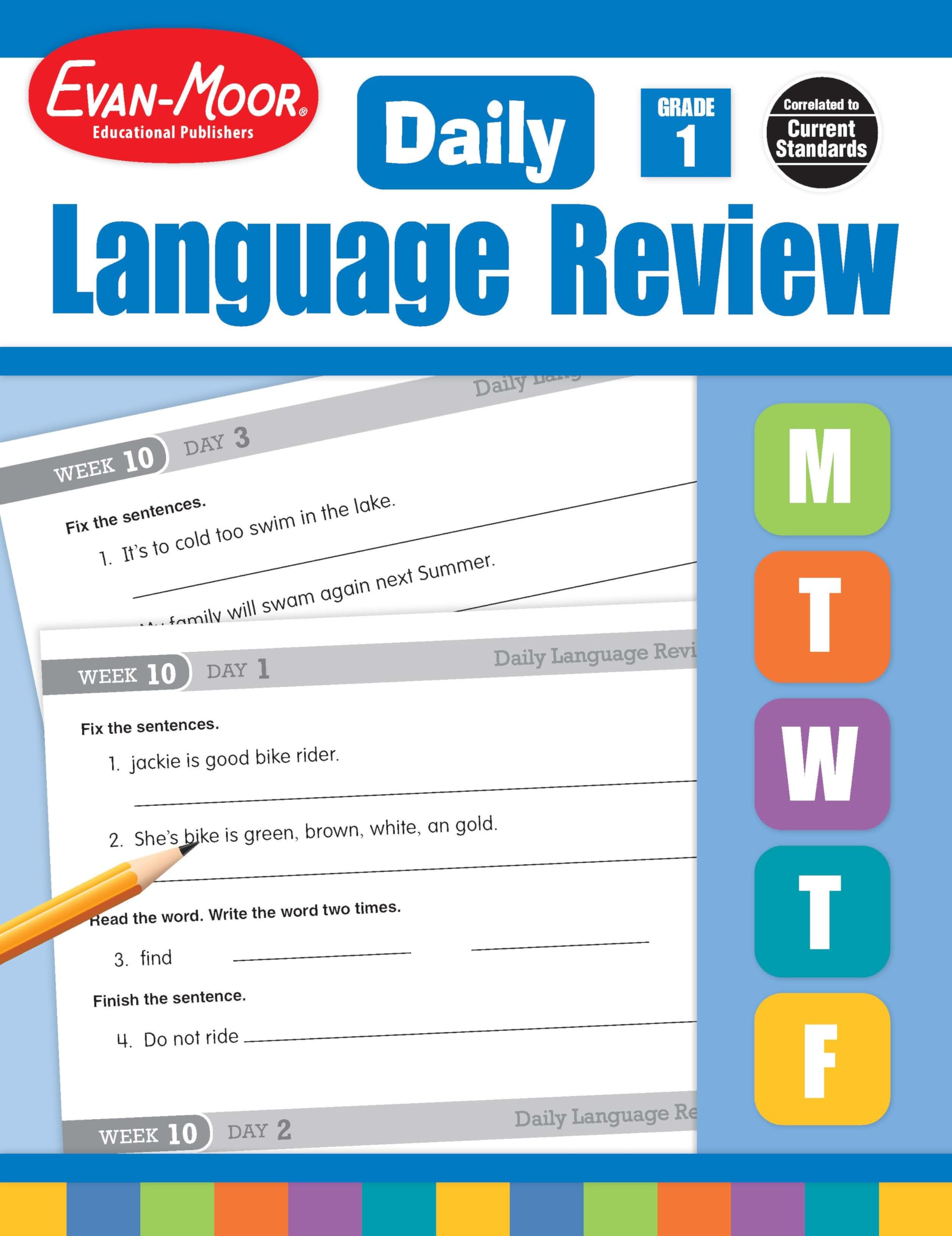 EvanMoor Daily Language Review, Grade 1 Activities Homeschooling & Classroom Resource Workbook, Reproducible Worksheets, Teache,Used