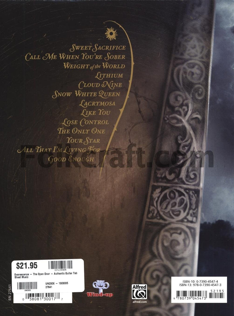 Evanescence  The Open Door: Authentic Guitar Tab