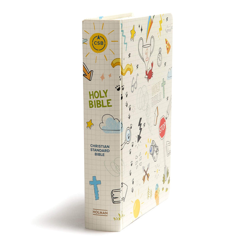CSB Journal and Draw Bible for Kids, White, Black Letter, SingleColumn, Wide Margins, Journaling Space, Illustrations, Reading ,Used