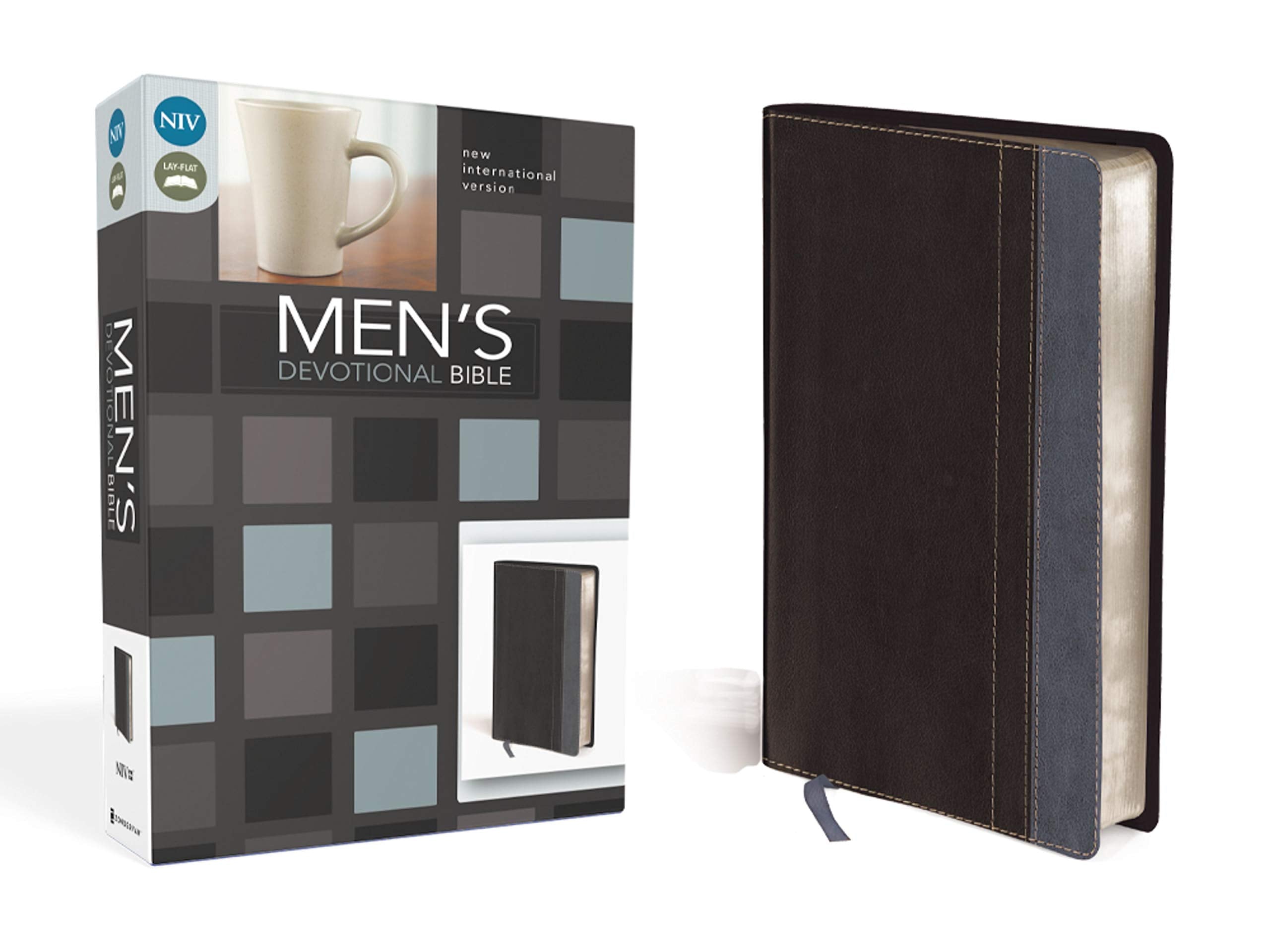 NIV, Men's Devotional Bible, Leathersoft, Charcoal Grey/Steel Blue,New