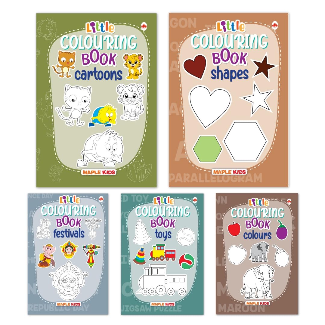Little Colouring Books For Kids (Set Of 5 Books) - Gift To Children For Painting, Drawing And Colouring - Cartoons, Toys, Colours, Festivals, Shapes - 3 To 6 Years Old