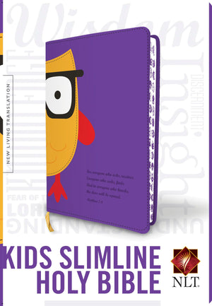 Kids Slimline Bible NLT, TuTone (LeatherLike, Purple/Yellow Owl, Red Letter),Used