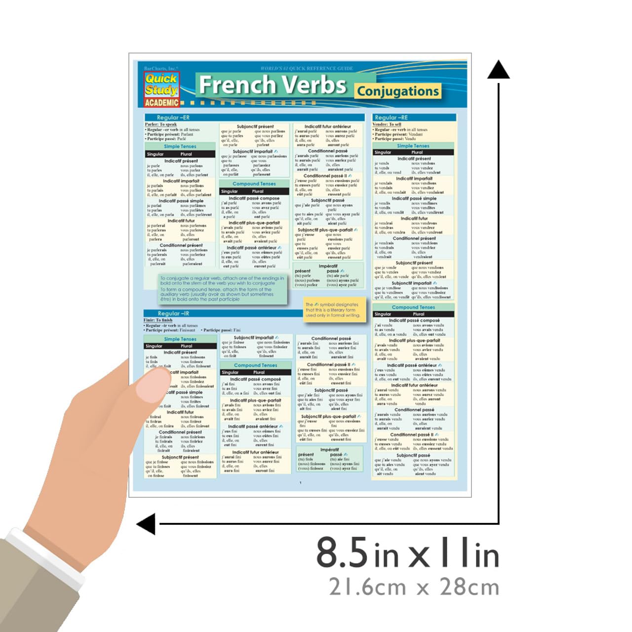 French Verb Conjugations QuickStudy Laminated Reference Guide (QuickStudy Academic) (French Edition),New