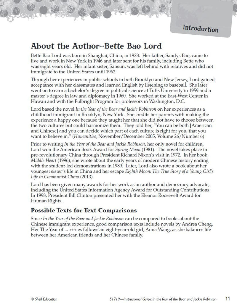 In the Year of the Boar and Jackie Robinson: An Instructional Guide for Literature  Novel Study Guide for Literature with Close,Used