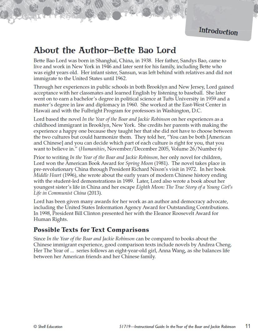 In the Year of the Boar and Jackie Robinson: An Instructional Guide for Literature  Novel Study Guide for Literature with Close,Used