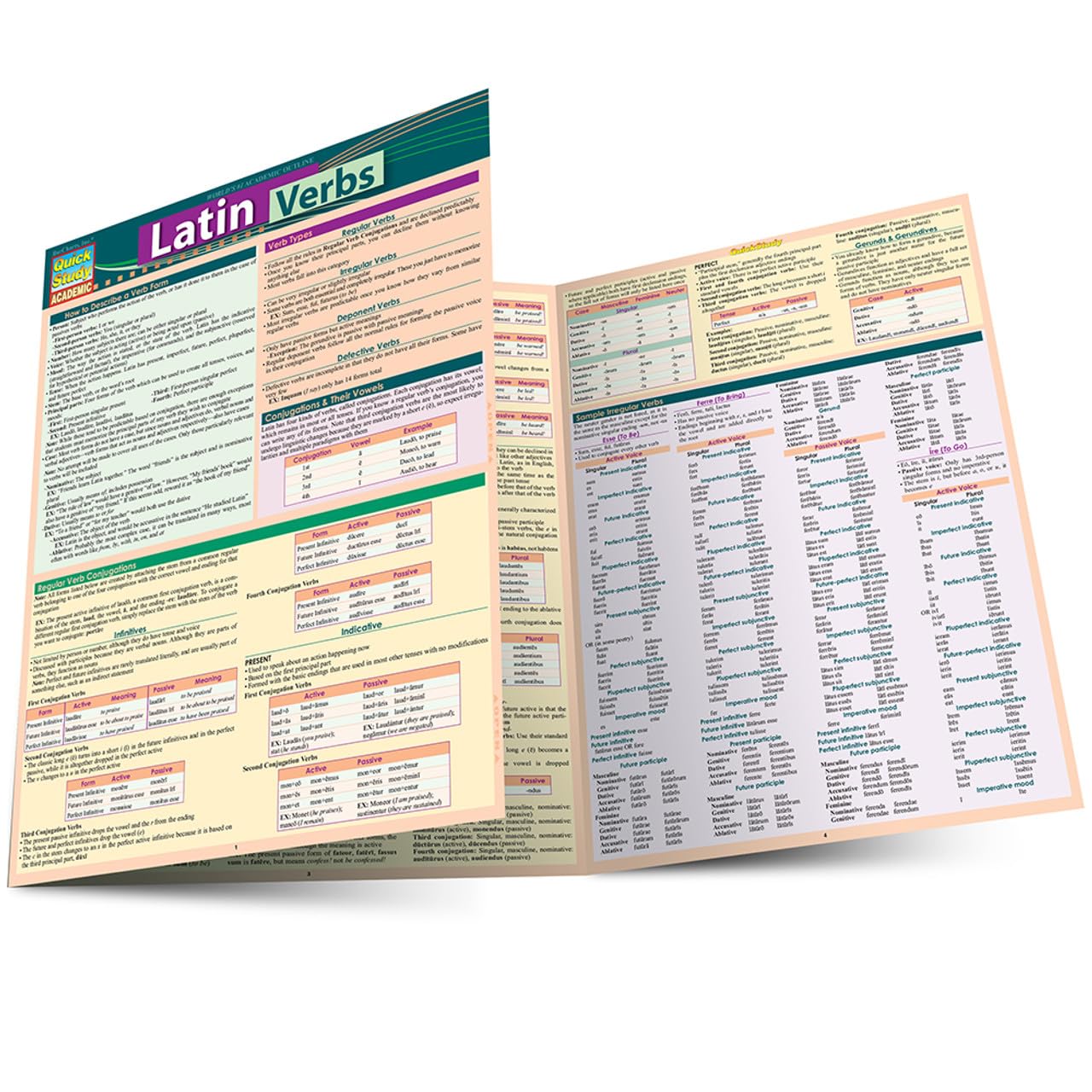 Latin Verbs: Conjugations QuickStudy Laminated Reference Guide (QuickStudy Academic) (English and Latin Edition),Used