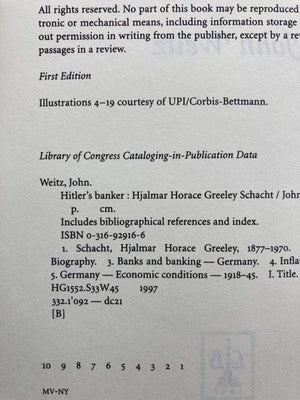 Hitler'S Banker: Hjalmar Horace Greeley Schacht,Used