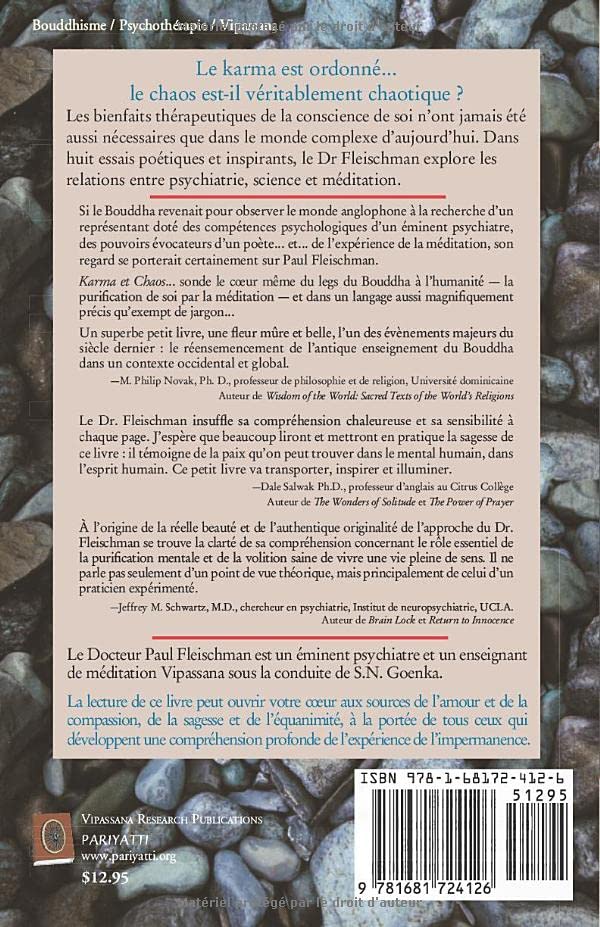 Karma Et Chaos: Nouveaux Essais Et Recueil D?Ssais Sur La M?Itation Vipassana (French Edition)-new