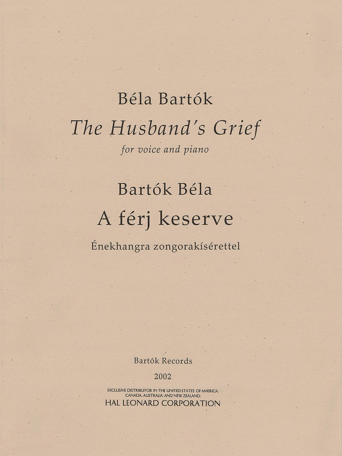 The Husband'S Grief (A Ferj Keserve),Used