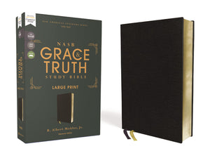 NASB, The Grace and Truth Study Bible (Trustworthy and Practical Insights), Large Print, European Bonded Leather, Black, Red Let