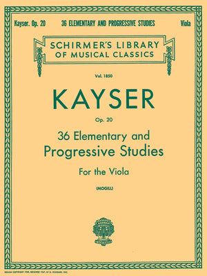 36 Elementary and Progressive Studies: Schirmer Library of Classics Volume 1850 Viola Method,Used