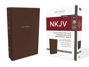 Nkjv, Deluxe Reference Bible, Centercolumn Giant Print, Leathersoft, Brown, Red Letter, Comfort Print: Holy Bible, New King Jam,New