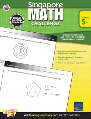 Assorted Publishers 704282 Frank Schaffer Singapore Math Challenge Workbook, 352 pages,Used