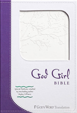 Gw God Girl Bible Snow White/Deep Purple, Tree Design Duravella