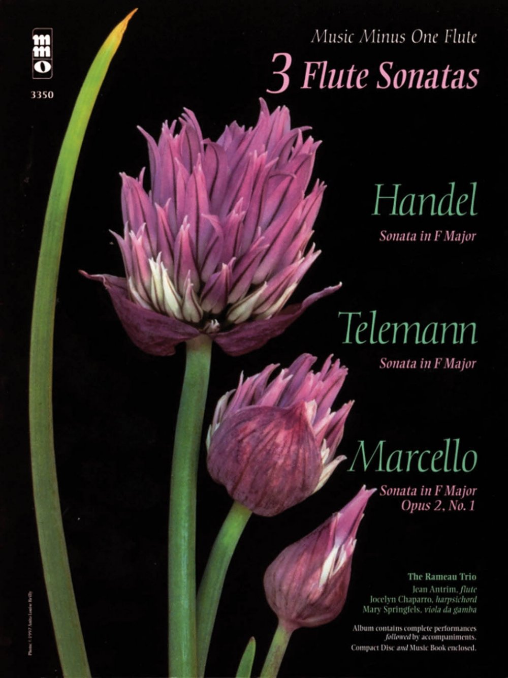 3 Flute Sonatas  Handel, Telemann, Marcello Music Minus One Flute Book/Online Audio,Used