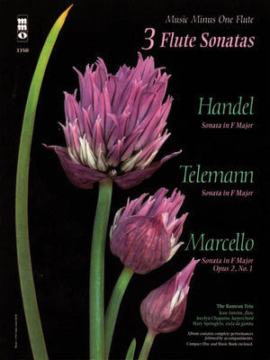 3 Flute Sonatas  Handel, Telemann, Marcello Music Minus One Flute Book/Online Audio,Used