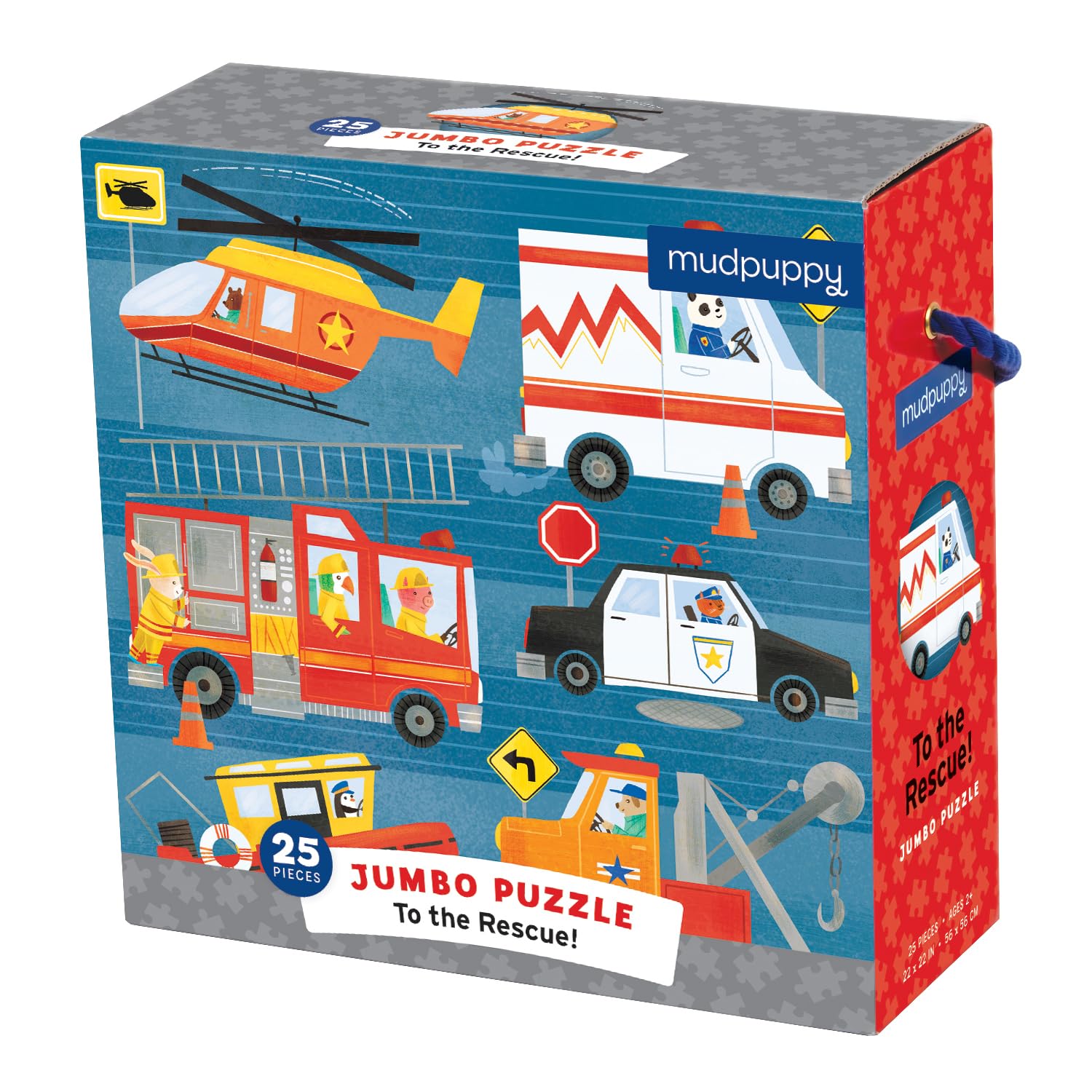 Mudpuppy To The Rescue  Jumbo 25 Piece Jigsaw Floor Puzzle Featuring Firetrucks, Helicopters, And More!