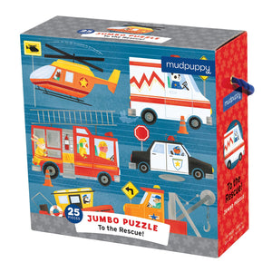 Mudpuppy To The Rescue  Jumbo 25 Piece Jigsaw Floor Puzzle Featuring Firetrucks, Helicopters, And More!