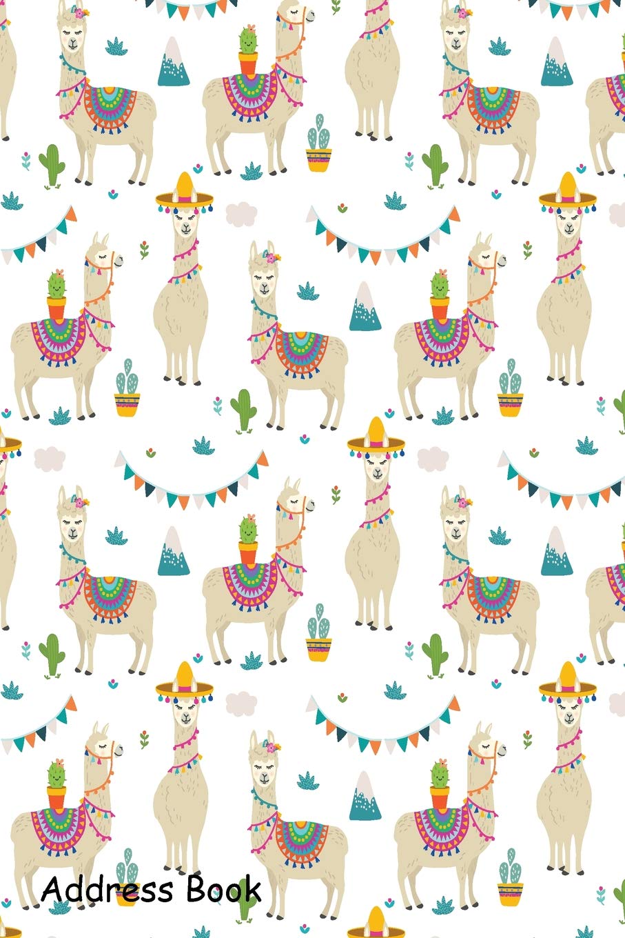 Address Book: For Contacts, Addresses, Phone, Email, Note,Emergency Contacts,Alphabetical Index With Cute Llama Seamless Pattern,Used