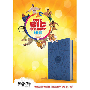 CSB One Big Story Bible, Blue LeatherTouch, Red Letter, Presentation Page, Study Helps for Children, Christ Connections, Memory ,Used