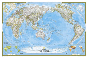 National Geographic World, Pacific Centered Wall Map  Classic (46 X 30.5 In) (National Geographic Reference Map)